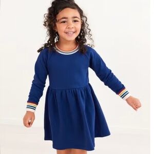 Hanna Andersson French Terry Juniper Sweatshirt Dress Size 3T Rainbow/navy blue